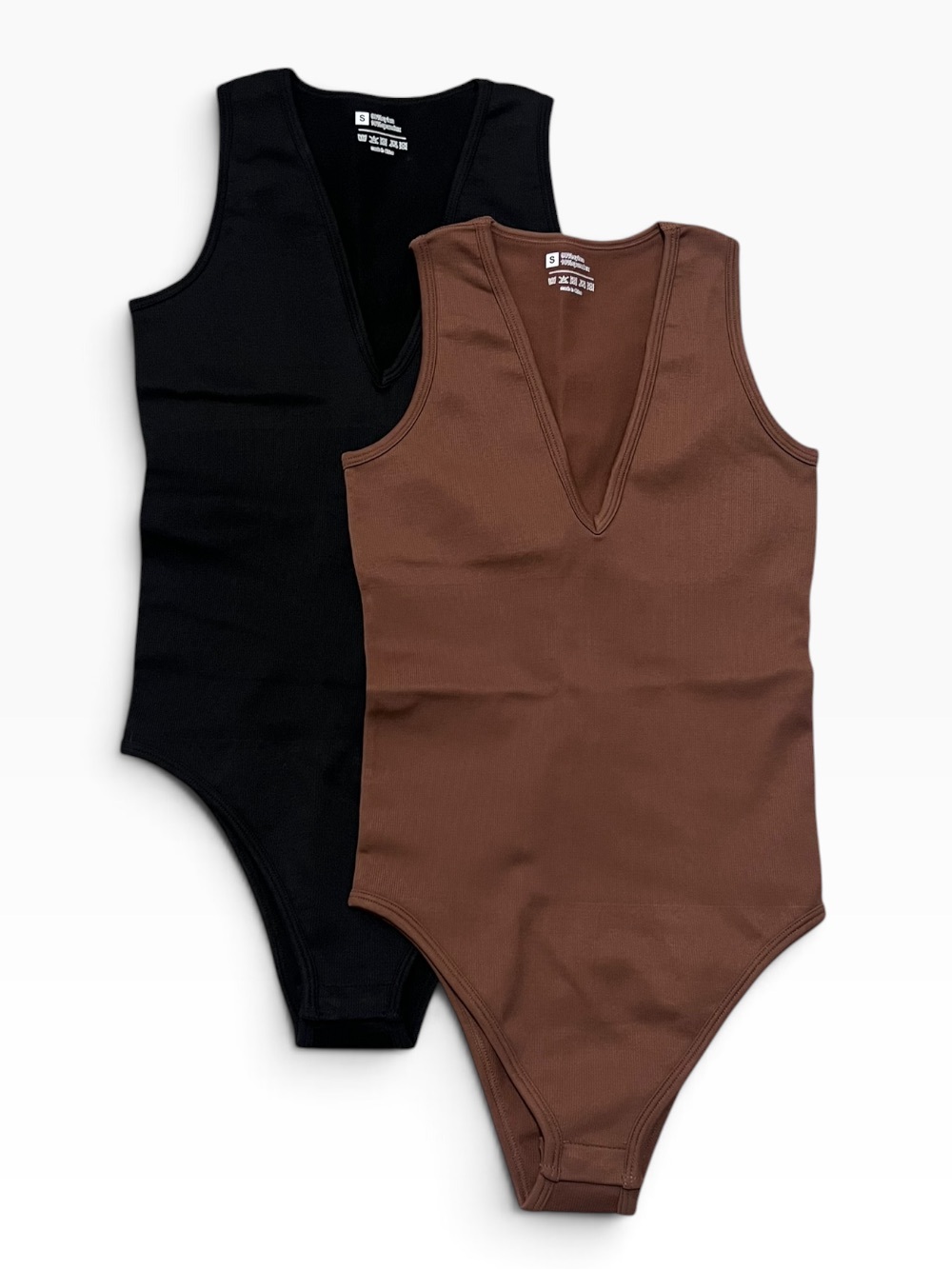 OQQ Ribbed V-Neck Sleeveless Bodysuit Bundle NWOT Size Small